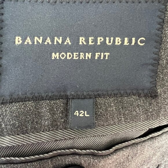 Banana Republic Men's Size 42L Dark Gray Modern-Fit 100% Wool Suit Jacket - Picture 12 of 15